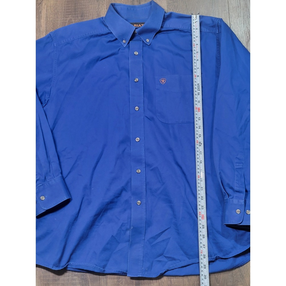 Ariat Mens XL Long Sleeve Button Down Cotton Twill Shirt Lot of 2 Blue Logo